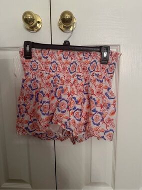 Vineyard Vines Floral Smocked High-Waist Shorts - Pink, Blue & Coral